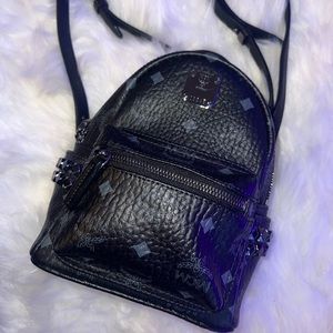 MCM Mini Stark Studded Black Backpack Stark Bebe Boo Backpack in Visetos